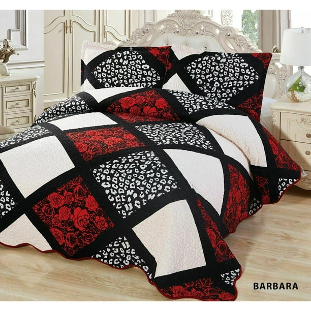 3-Pcs Super Soft QUEEN Quilted Reversible VELVET Bedspread ...