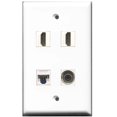 thumbnail image 1 of Ultra Spec Cables 2 Port HDMI 1 Port 3.5mm 1 Port Cat5e Ethernet Wall Plate, 1 of 1