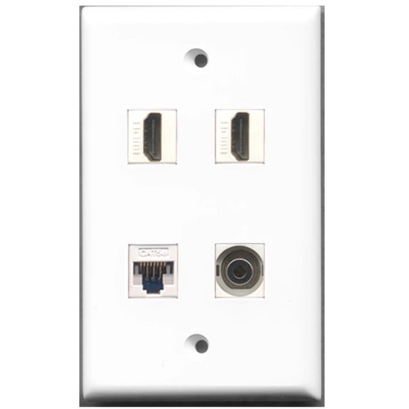 Ultra Spec Cables 2 Port HDMI 1 Port 3.5mm 1 Port Cat5e Ethernet Wall Plate