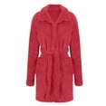 thumbnail image 3 of Womens Plush Fleece Robes Soft Bathrobe Knee Length Warm Soft Spa Robe Loungewear Cozy Nightgowns with Pockets and Belt, 3 of 5