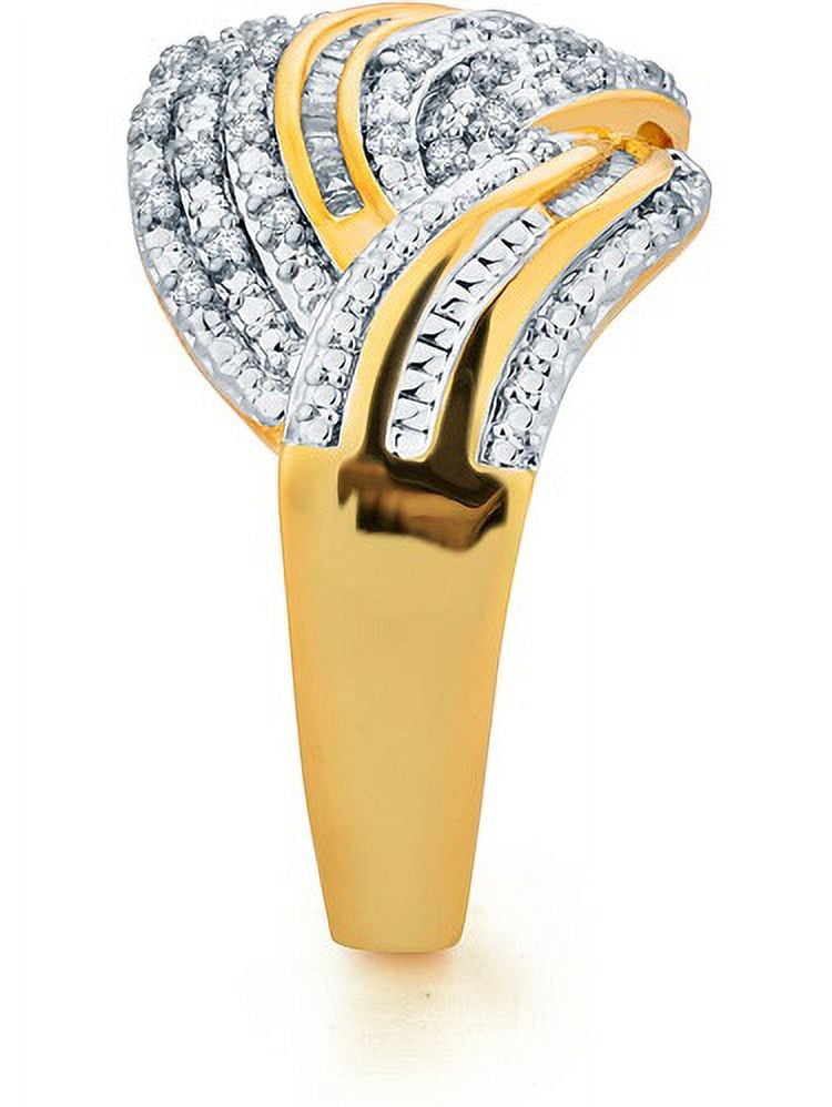 Arista 2.00 Carat T.W. Round White Diamond Gold-Tone Plated Ring, Earrings, Bangle and Necklace Set in Brass, 17" (I-J, I3)