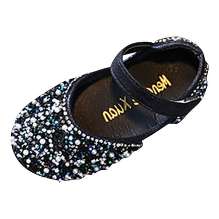 

nsendm Female Shoes Little Kid Baby Rain Boot Size 4 Children s Dance Shoes Girls Dress Show Princess Shoes Round Toe Pearl High Heeled Shoes for Girls Black 13.5