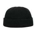 thumbnail image 2 of dianhelloya Warm hat Unisex Winter Hat Knitted Warm Thick Elastic Anti-slip Regular Fit Solid Color Folded Edge Round Dome Top Women Men Cycling Cap Beanie Black, 2 of 8