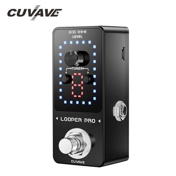 CUVAVE CUVAVE LOOPER PRO Compact Loop Pedal with Built-in Tuner, 40-Minute Recording, 9 Loops, USB Audio Import/Export, Metal Shell, LED Display