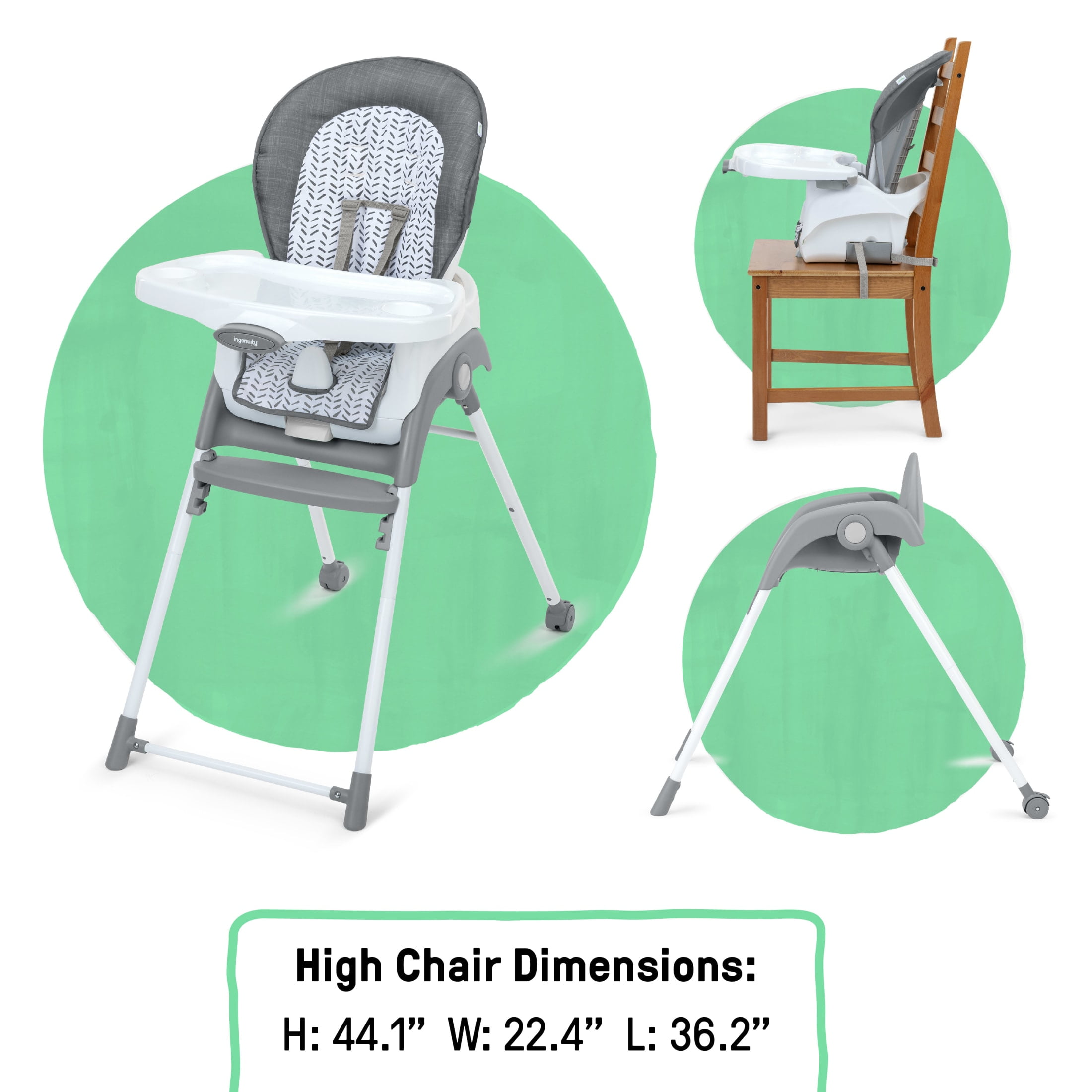 Open Box Ingenuity Trio Foldaway 6-in-1 Baby High Chair, 6 Ways to Use, 6M-5Y - Quill