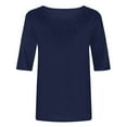 thumbnail image 5 of Atogsazn Women's Casual Half Sleeve T-Shirts Round Neck Cute Tunic Top Basic Tees Blouses Loose Pullover 03-Navy XXXXXL, 5 of 5