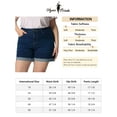 thumbnail image 6 of Agnes Orinda Women's Plus Size Roll Hem Mid Rise Stretchy Denim Shorts 1X Blue, 6 of 6