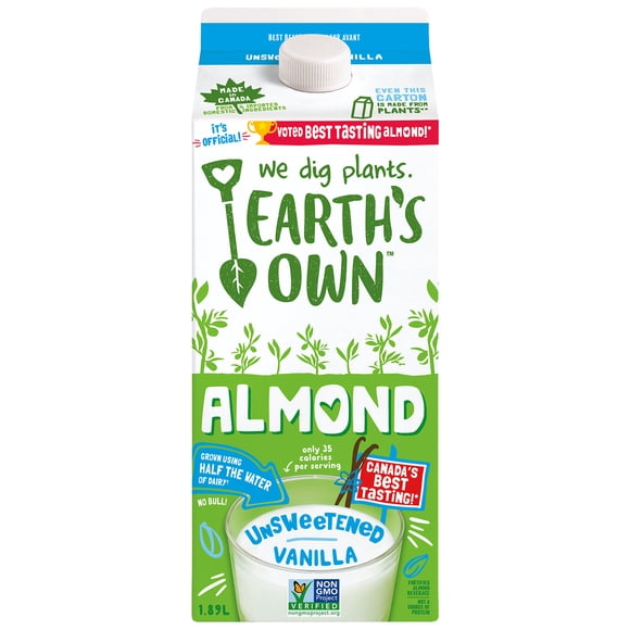 Earth's Own Unsweetened Vanilla Almond Milk Alternative, 1.89L