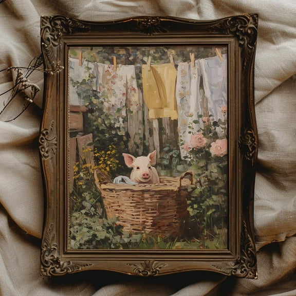 Farmhouse Laundry Room Wall Art Farmhouse Wall Decor For Laundry Room Cottagecore Wall Art For Bathroom Cottagecore Clothesline, 8x12 UNFRAMED