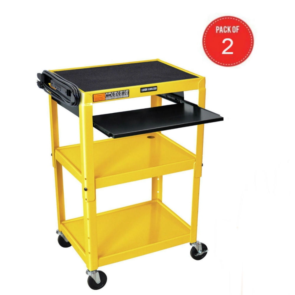 Luxor Rolling Multipurpose Height Adjustable Steel AV Utility Cart With Pullout Keyboard Tray