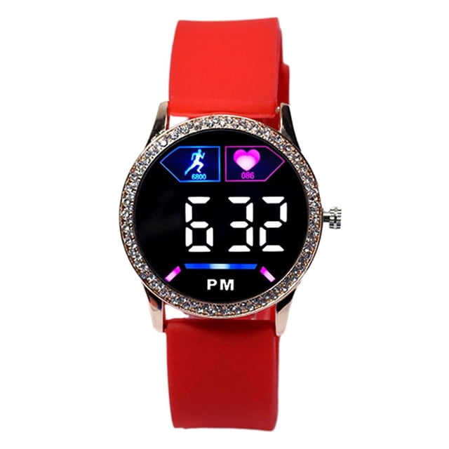 HLONK Large Screen Display Watch Accurate Time Watch Stylish Unisex Led Digital Watch with Bezel Large Screen Display Accurate Time Soft Silicone Strap