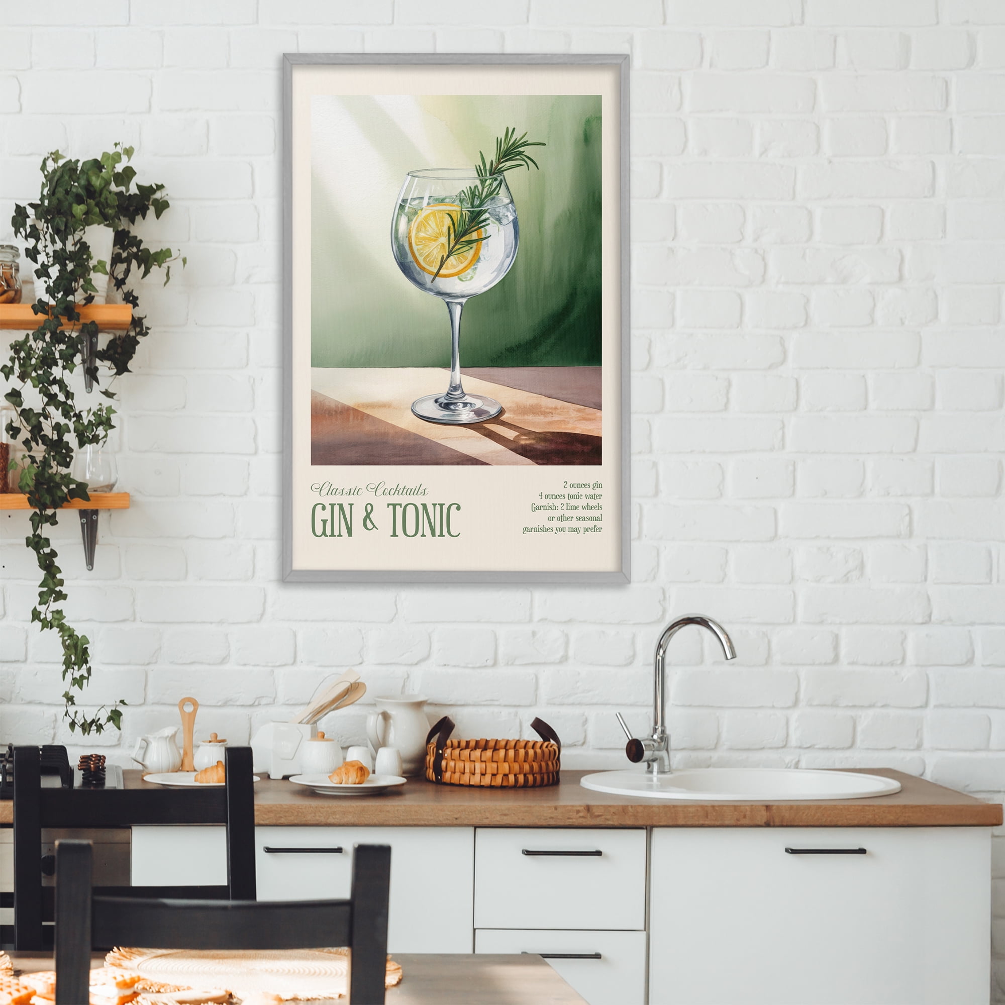 Stupell Industries Gin & Tonic Sun Rays Gray Framed Giclee Art, design by Andreas Magnusson
