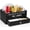 Black-Drawer, variant on Paper Plate Dispenser with Drawer for Kitchen Countertop, Wooden Paper Plate Holder with Large Cup Holder, Rustic Wood Silverware Caddy Holder, Paper Plate Organizer Kitchen Accessories(Black-Drawer)