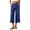 Blue-0, variant on Women's Linen Capri Pants Wide Leg Straight Casual Summer High Waisted Pants Palazzo Lounge Cropped Trousers with Pockets