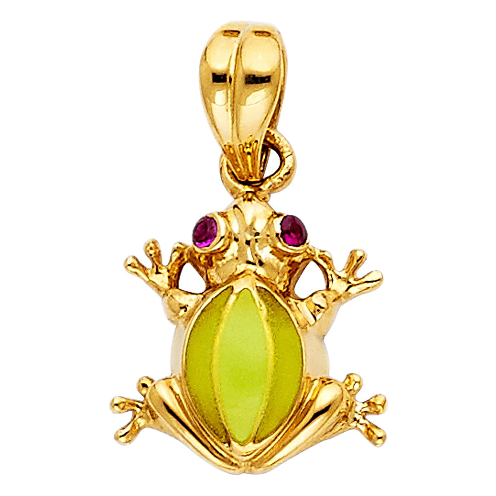 JewelryWeb - 14k Yellow Gold Frog Pendant Necklace 13x13mm Jewelry ...