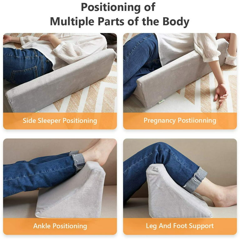 Shinnwa Leg Elevation Pillow Velvet Leg Knee Ankle Support Foam Wedge  Pillow for Surgery Injury or Rest Grey