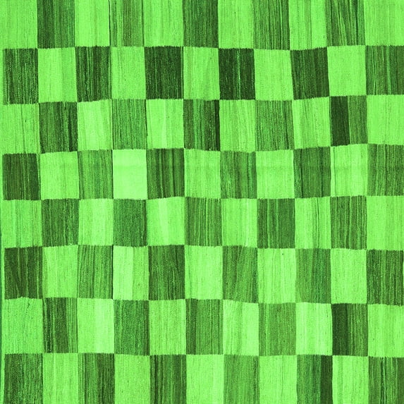 Ahgly Company Indoor Square Checkered Green Modern Area Rugs, 5' Square