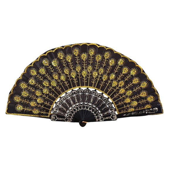 Elegant Dance Photography Hand Fan with Embroidery and Sequins for Wedding Performance Accessories and Props