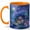 Orange, variant on Moonlit Forest Cottage 11oz Ceramic Mug, Blue Woodland Night Art