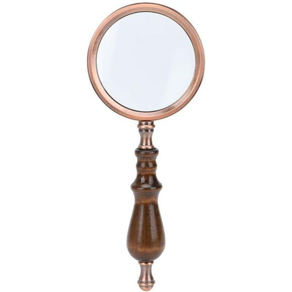 10X Detachable Wooden Handle Handheld Magnifying Glass Inspection Reading Magnifier Zinc Alloy High Magnification for Seniors Macular Degeneration