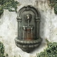 thumbnail image 3 of Teamson Home Wall Mounted Water Fountain LED Light Outdoor Lion Head Tiered Stone Grey, 3 of 4