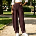 thumbnail image 4 of Ninixx Womens High Waist Barrel Leg Pants Cotton Linen Pleated Wide Leg Trousers with Pockets Relaxed Fit, 4 of 9