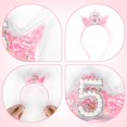 thumbnail image 4 of Diadema Penitue con forma de corona rosa con purpurina para 5 cumpleaños, para niña, 4 of 7