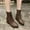 Brown, variant on Tejiojio Clearance Women's Plus Velvet Mid-Heel Cotton Boots Pointed Toe Mid-tube Leather Boots Fashion Boots Shoes