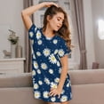 thumbnail image 3 of KLL Chemise de Nuit à Manches Courtes Imprimé Fleurs pour Femmes Confortable Col Rond Mignonne à Volants, 3 of 6