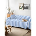 thumbnail image 3 of Blue White Stripe Couch Cover Sofa Covers 3 Cushion Sectional Couch, Modern Minimalist Geometric Striped Washable Sofa Covers Slipcover Sectional Sofa Cover, Furniture Protector 71"x150", 3 of 9