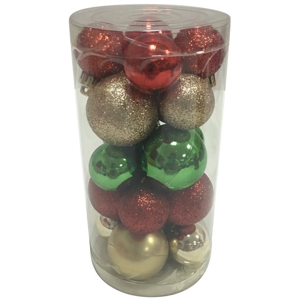 holiday time 20 pack red green gold ornaments