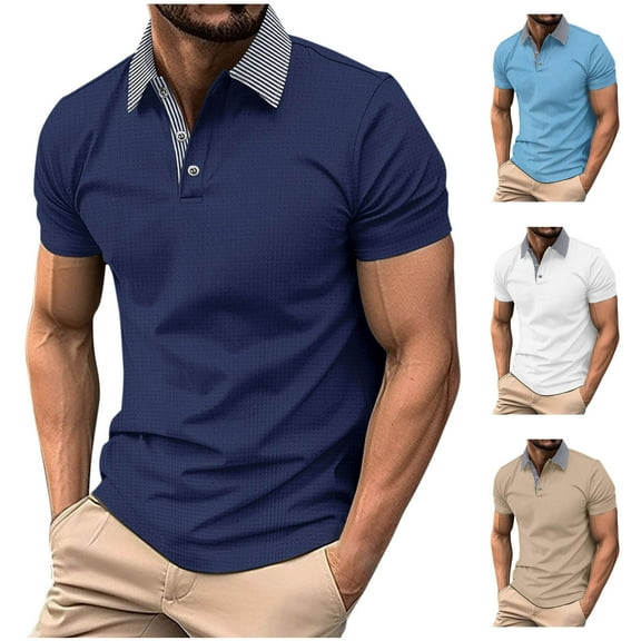 Xunlbb Men's Shirts Mens Dress Shirts Men's Fashion Casual Color Button Short Sleeve Turndown Collar Blouse Gift for Him, S-3XL