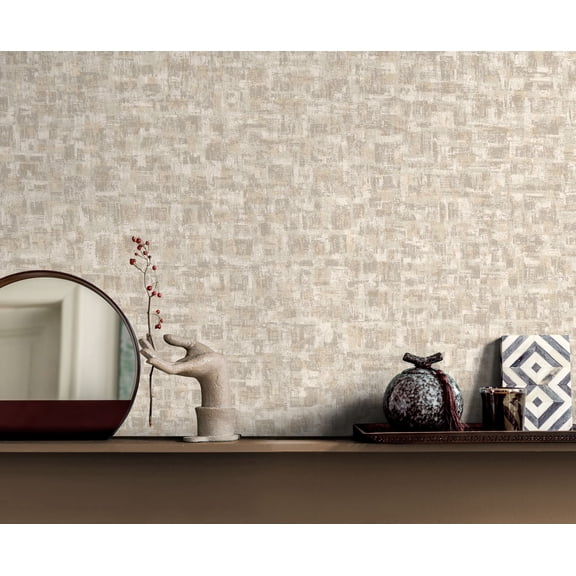 Dove Brushed Block Print Non Woven Non-Pasted Textured Wallpaper 57 Sq. Ft.