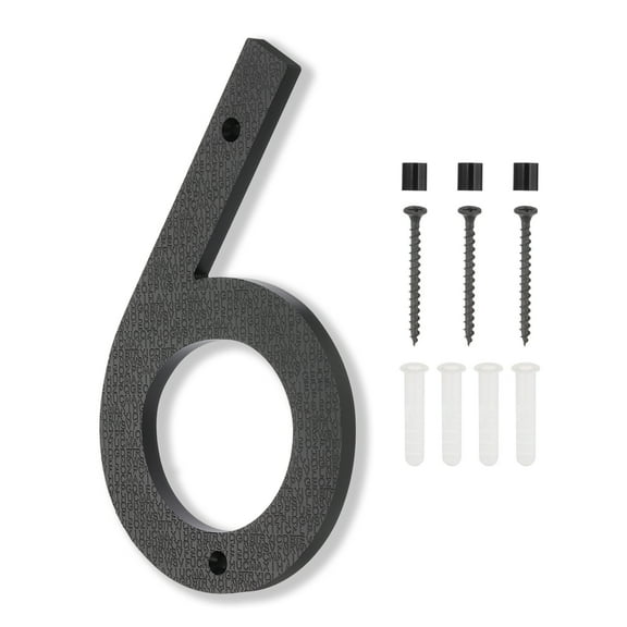 8 Inch House Numbers, House Address Numbers Sign Large Floating House Numbers Modern House Numbers with Screws for Outside Door Wall Street, Black, 6
