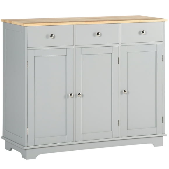 HOMCOM Modern Sideboard with Rubberwood Top, Buffet Cabinet with Drawers
