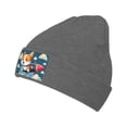 thumbnail image 2 of LNWH Knitted Acrylic Hat, Cartoon Dog Rocket Pattern Winter Beanie Hat for Cold Weather, Deep Heather, 2 of 8