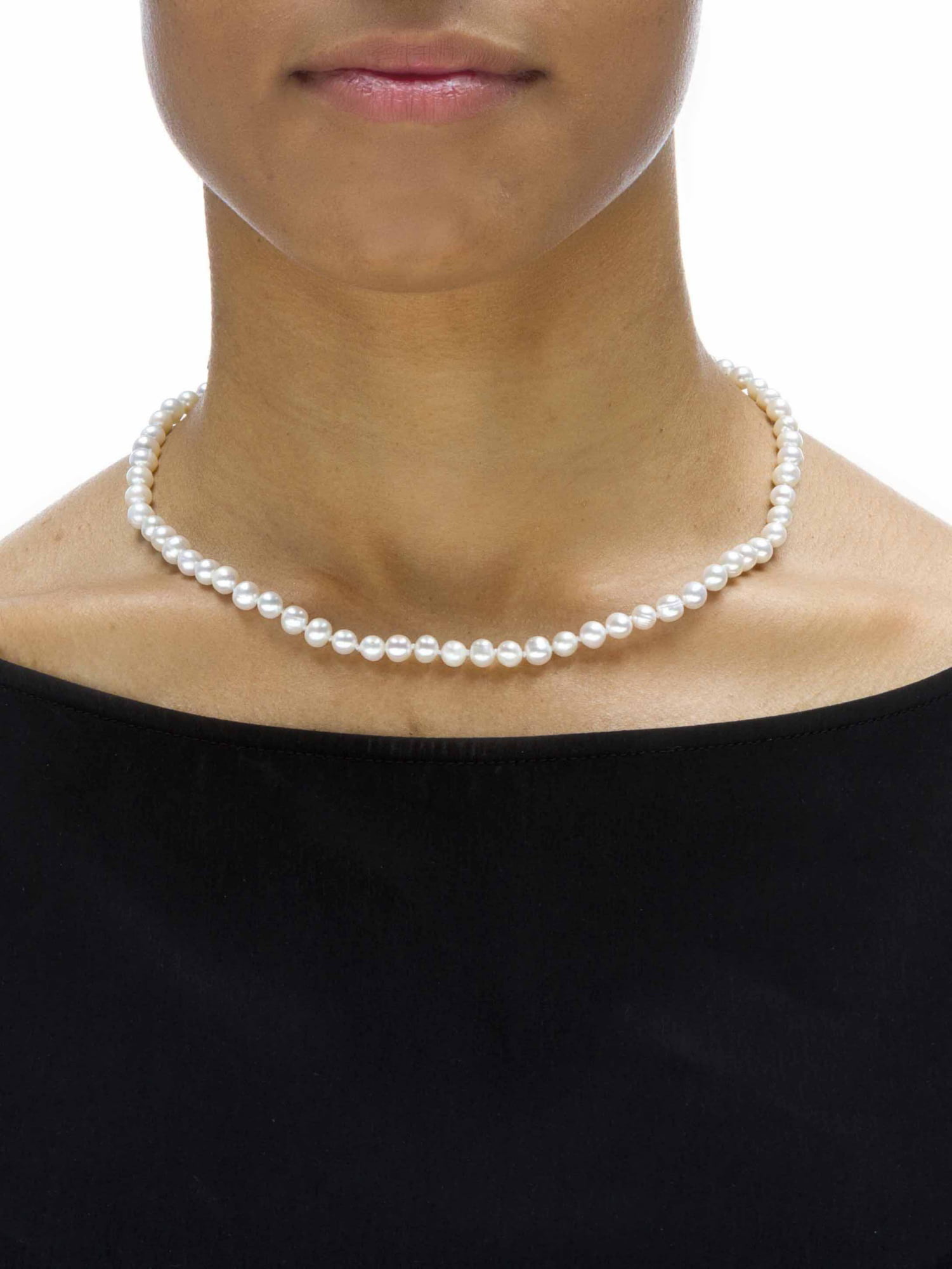 Freshwater Cultured Pearl Necklace Set with Bracelet Stud Earrings Jewelry for Women Girls 16 18 20 Inch ROUND Pearl 