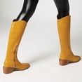 thumbnail image 4 of B91xZ Bottes d'Équitation Femmes Fermeture Éclair Bout Rond Mode Moto Bottes de Combat pour Femmes, Jaune 6.5, 4 of 5