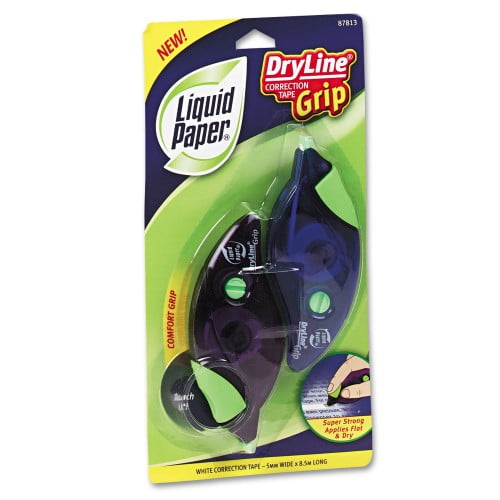 New Paper Mate DryLine Grip Correction Tape, 1/5' x 335', Blue/Purple Dispensers, 2/Pack,Each