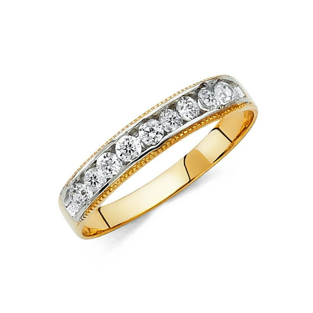 Jewelry 14k Yellow Gold Cubic Zirconia Wedding Band For Men Ring