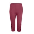thumbnail image 5 of Minjewel Capri Pants for Women - Pleated Perforated Sports Leggings with Cow Tendon Suspension High Waist Slimming - Color Yoga Pants Workout Sets for Women,Wine 2XL, 5 of 7