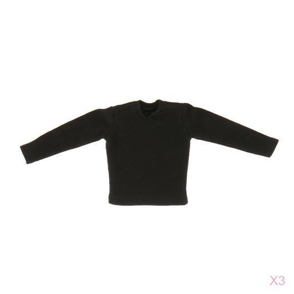 Mangas Largas de Camiseta de Hombres 1/6 Escala de 12 Juguetes de Acción de Cuerpo - Negro Sunnimix 1/6 camiseta para hombre