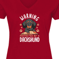 thumbnail image 4 of Inktastic Protected by a Dachshund Dog Women's V-Neck T-Shirt, 4 of 5