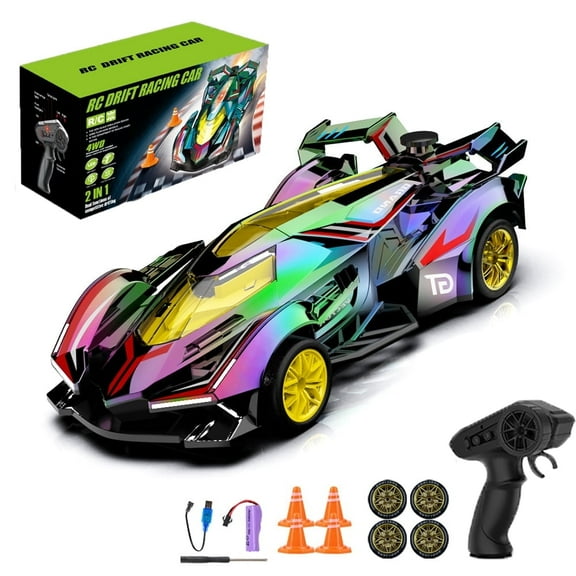 Aezusy 2.4Ghz Fast off Road RC Drift Car with Spray, Lights, Remote Control Racing car for Kids, 4WD All-Terrain, Great Gift for Kids, Teens and Adults