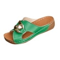thumbnail image 2 of Miluxas Womens Solid Hollow Metal Buckle Fish Mouth Open Toe Slip-On Platform Wedge Slippers Casual Spring Summer Army Green 6.5(38), 2 of 9