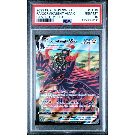 2022 Pokemon Sword and Shield Silver Tempest Corviknight Vmax #TG19 PSA 10