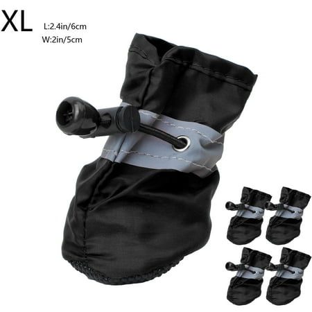 FYTPOV 4pcs Dog Shoes for Small Dogs  Anti-Slip Dogs Boots Paw Protector  Puppy Booties with Reflective Straps  Cat Dog Shoes for Indoor Hardfloors  Black  XL