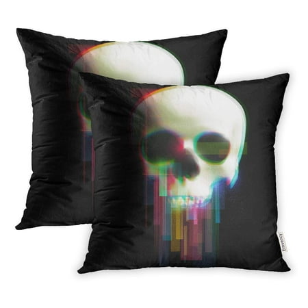 

CMFUN Pixel Human Skull in Distorted Glitch on Modern for Branding Digital Pillowcase Cushion Cases 20x20 inch Set of 2