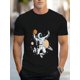 thumbnail image 1 of Camiseta de hombre con cuello redondo, tejido elástico, estampado geométrico de astronauta y baloncesto, corte regular, tejido de punto para adultos, hombres, mujeres, adolescentes, jóvenes., 1 of 6