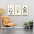 thumbnail image 5 of Full House 3 Panels Framed Canvas Wall ArtOil Paintings - Nursery Wall Art Bear Fox & Icecream on canvas - Aesthetic Prints for Living Room Bedroom Office, 5 of 5